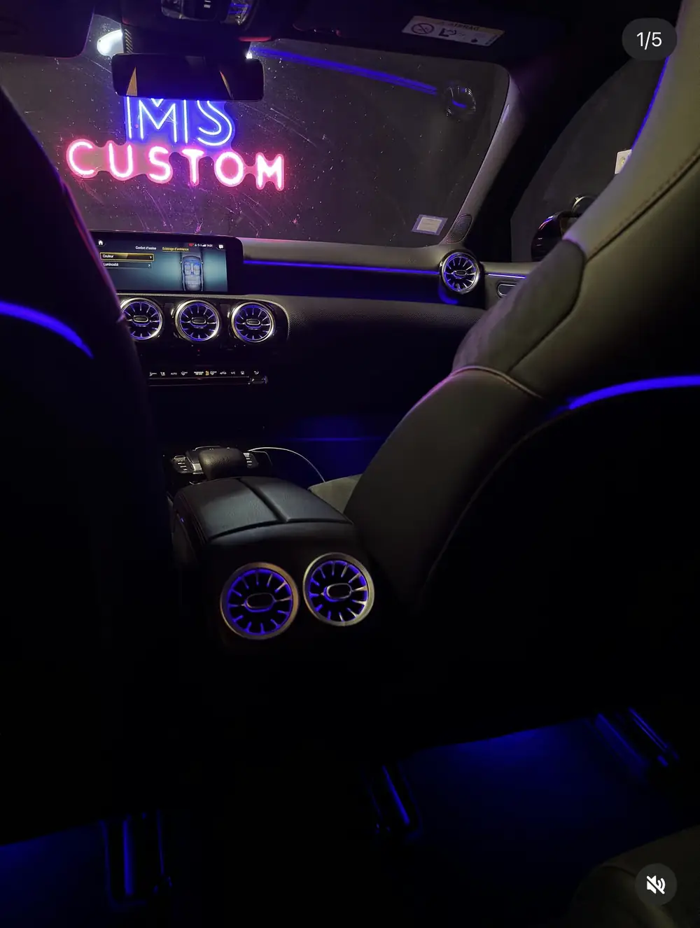 Mercedes Classe A W177 : aérations LED arrière, éclairage des portes arrière et bandes de sièges